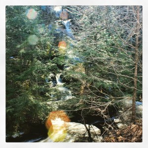 Lens flare on a Catskills waterfall